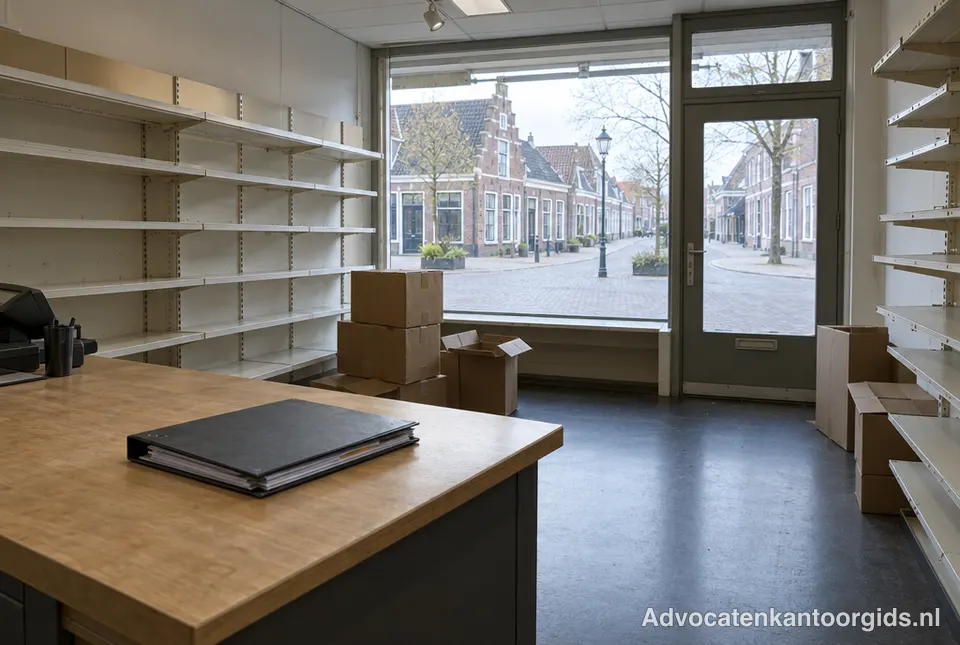 Lege winkel met kale schappen en dozen